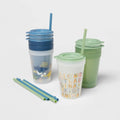 18pc Plastic Kids' Drinkware Set Green/Blue