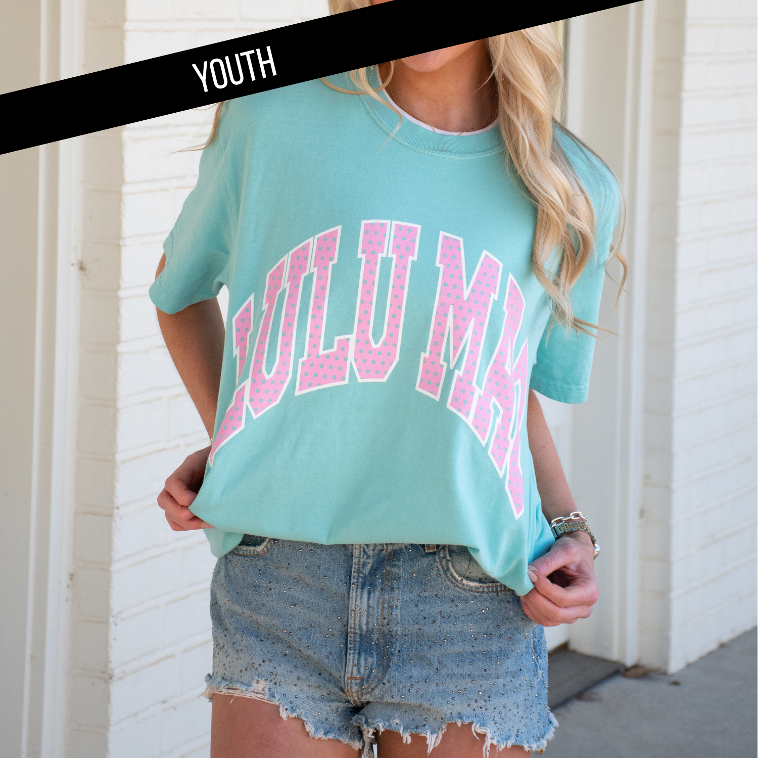 KD-PD-1001 Dot Chalky Mint Youth Comfort Colors Tee