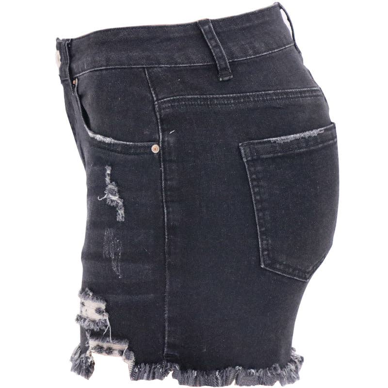 High-Waisted Ripped Stretch Denim Shorts for Summer