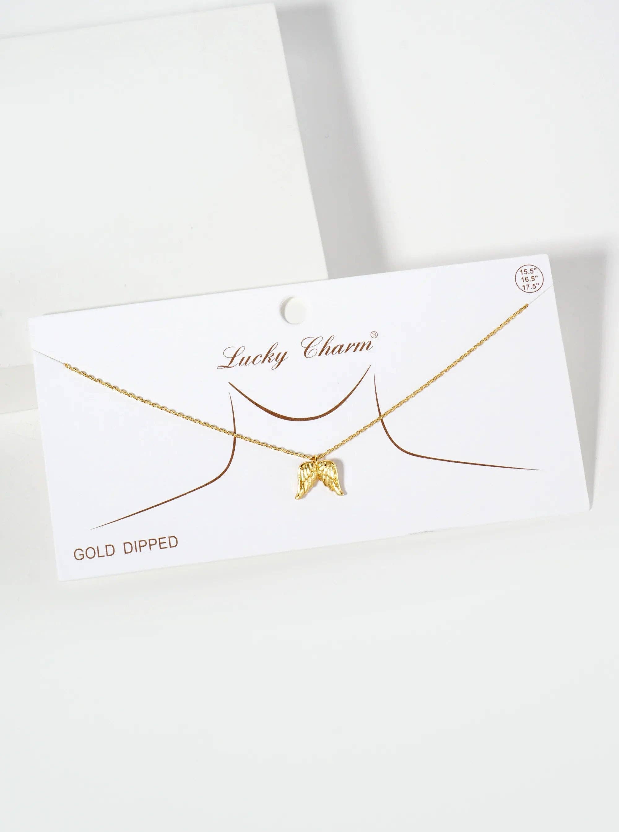 18K Gold-Dipped Textured Angel Wings Pendant Necklace