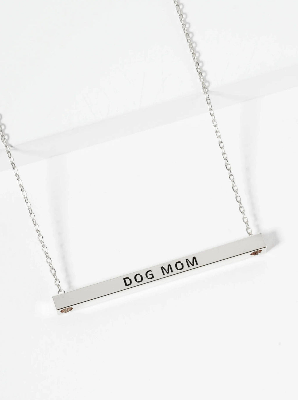 Dog Mom 18K Gold Dipped Brass Bar Inspirational Necklace